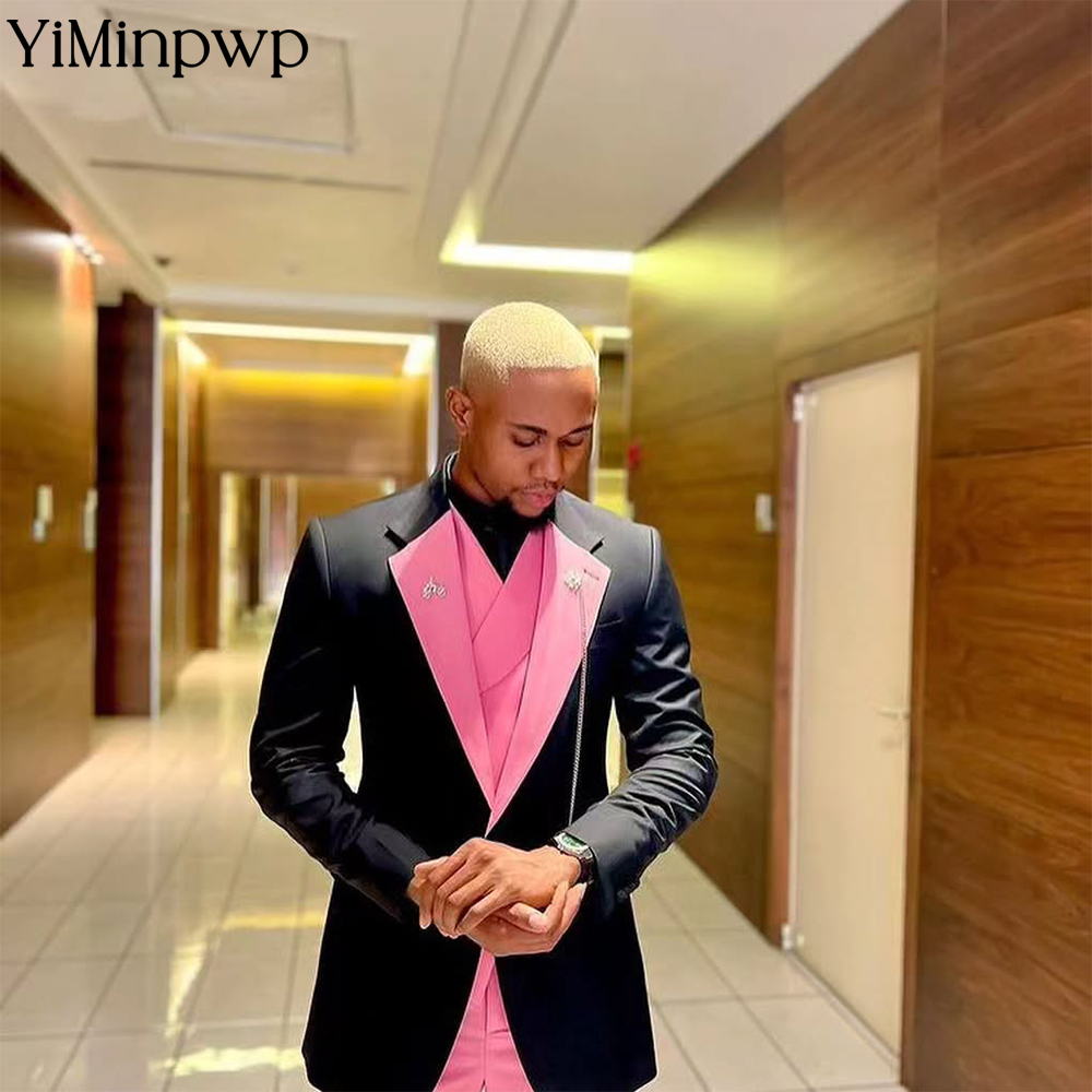 Men Formal Wear Clothes - YiMinpwp Setelan Pria Warna Pink Tampan,