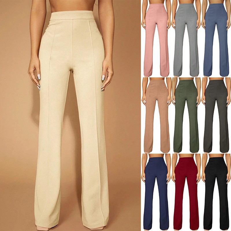 Dress Pant Flat Front - Celana Wanita Musim Panas Pinggang Tinggi