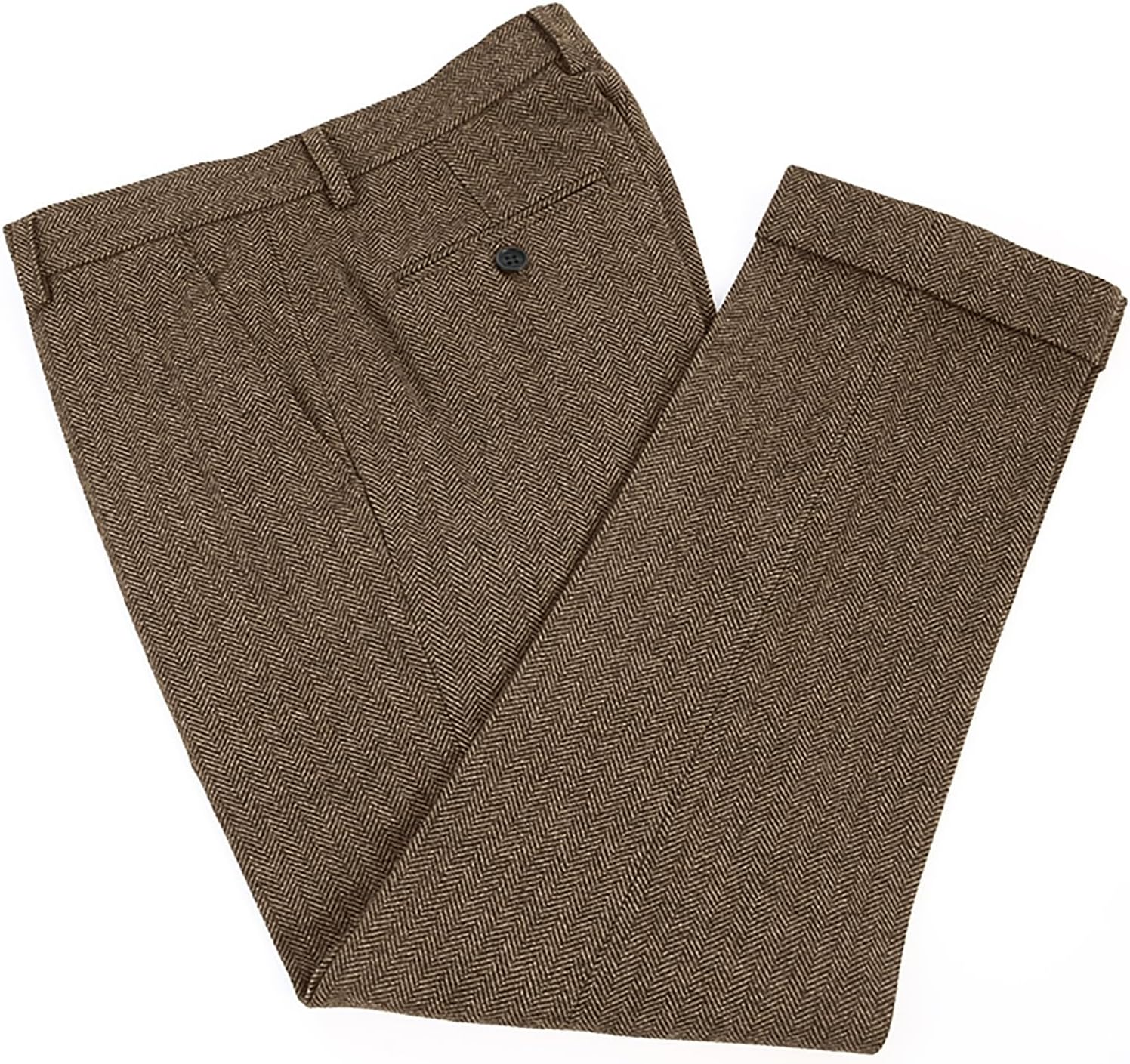 Dress Pant Flat Front - Celana Panjang Tweed Herringbone Vintage Model