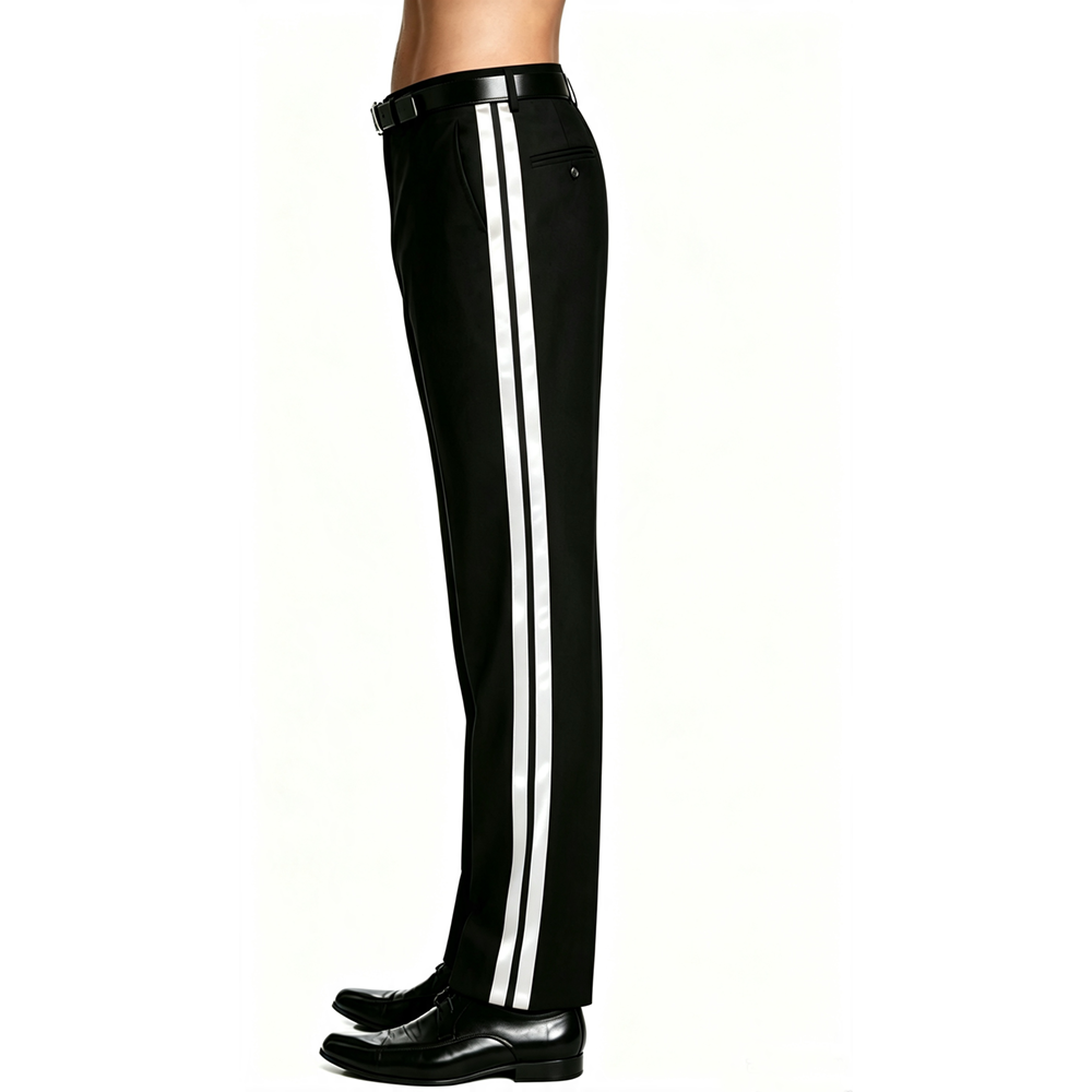 Celana Tuxedo Pria Bergaris Ga - Dress Pant Flat Front ulasan dan harga
