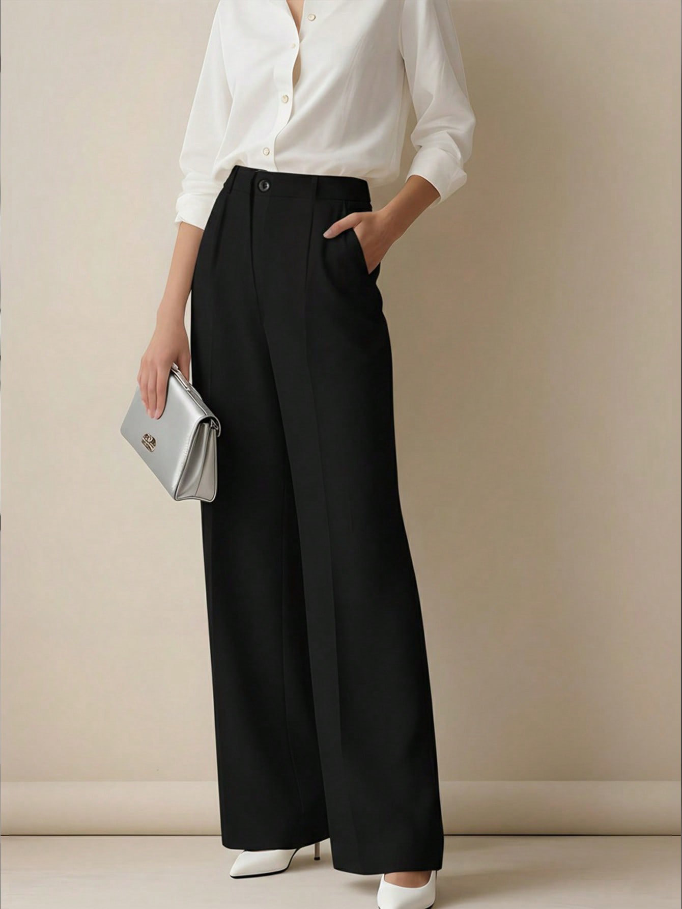 Celana Panjang Wanita High Wai - Dress Pant Flat Front ulasan dan harga